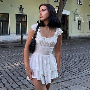 Princess Polly The Love Galore White Ruffle Smocked Milkmaid Dress